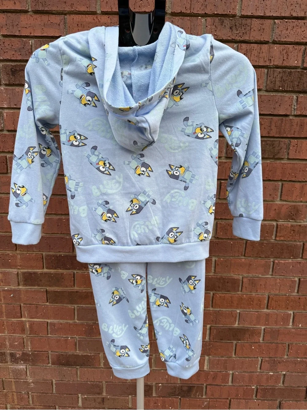 Bluey Kids Zip Up Hoodie Jogger Pants Set Light Blue Tracksuit Size 8 Unisex Dog